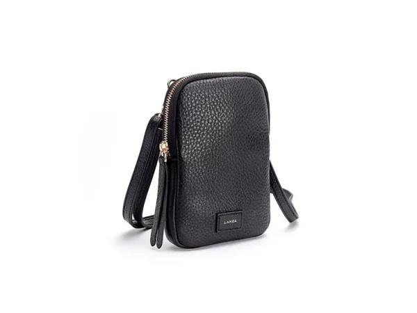 LANDA Cassia Phone Bag in Black Leather