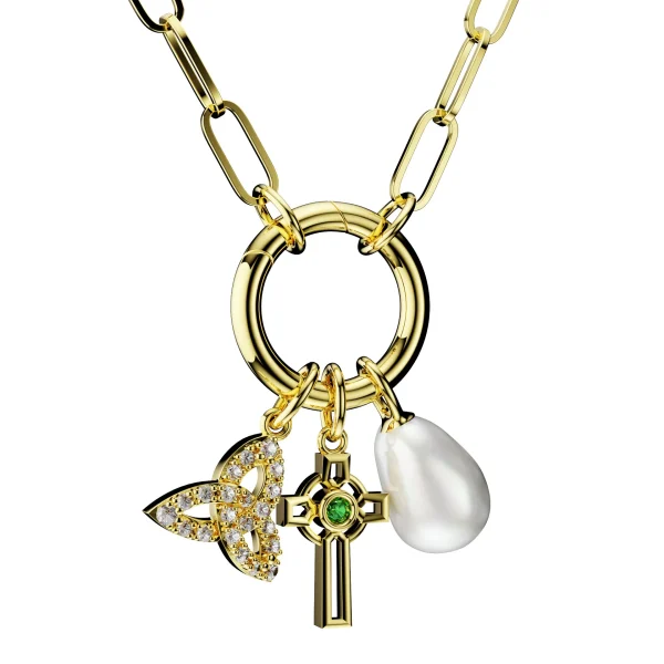 Boru Jewelry Pearl Trinity Cross Necklace 