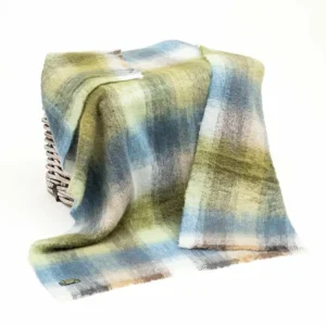 John HAnly & Co Mohair Throw in Block Check