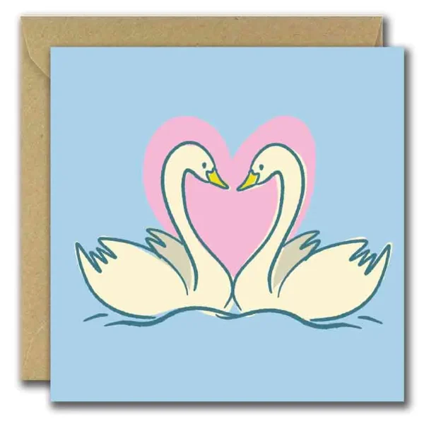 She Designs He Prints Swan Love Heart Card